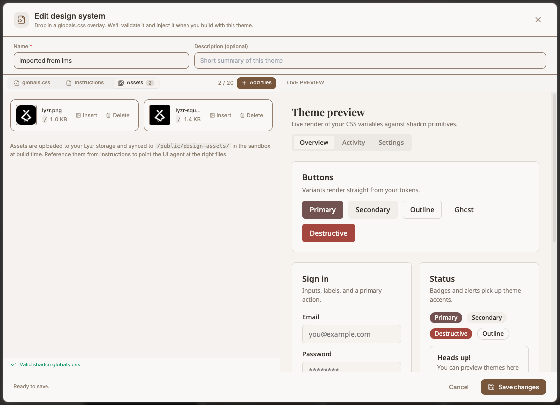 Brand-guidelines deployment in Architect